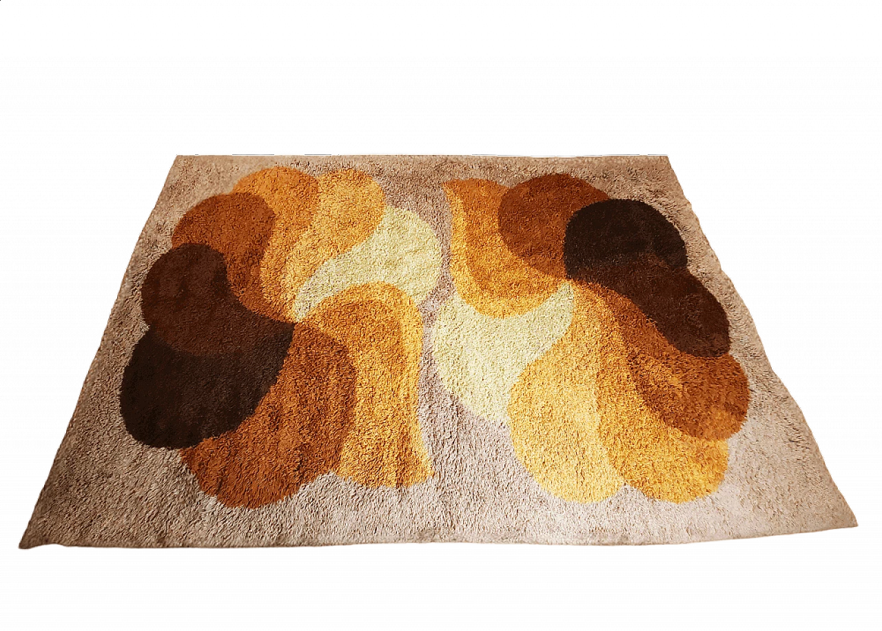 Space Age brown and beige wool rug, 1970s 11