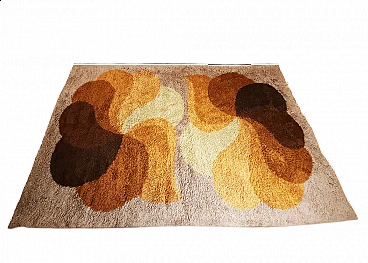 Space Age brown and beige wool rug, 1970s