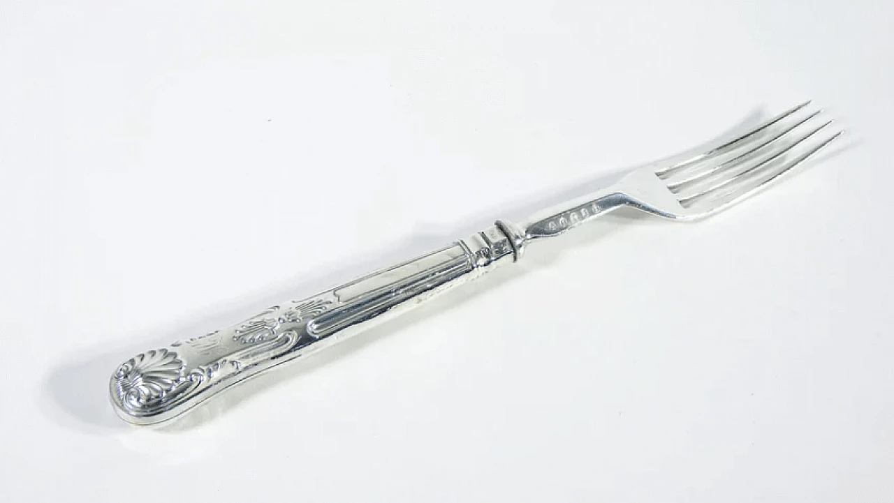 24 Posate da pesce in silverplate con custodia in legno, '800 4