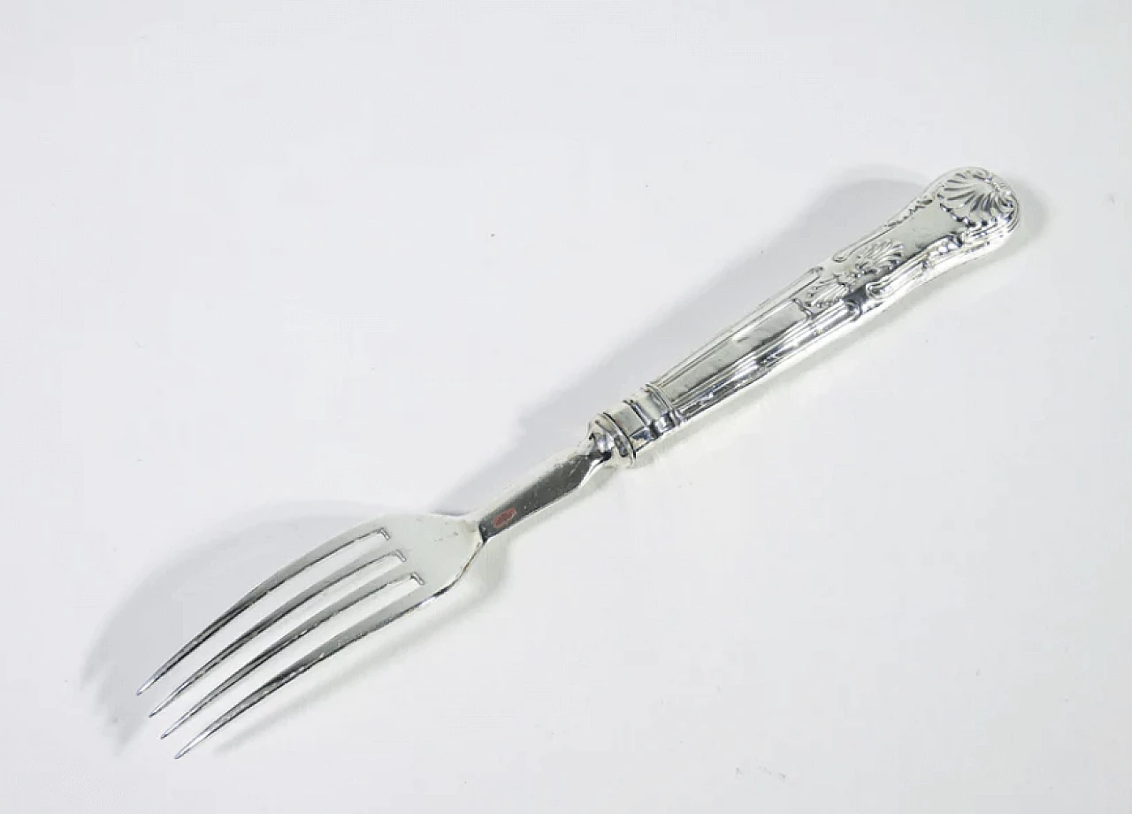 24 Posate da pesce in silverplate con custodia in legno, '800 6