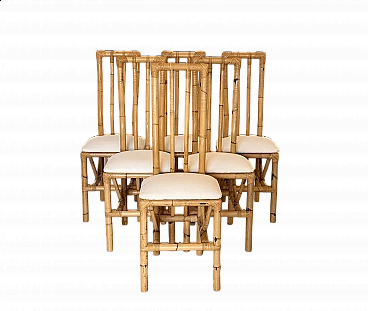 6 Bamboo dining chairs, 1970s