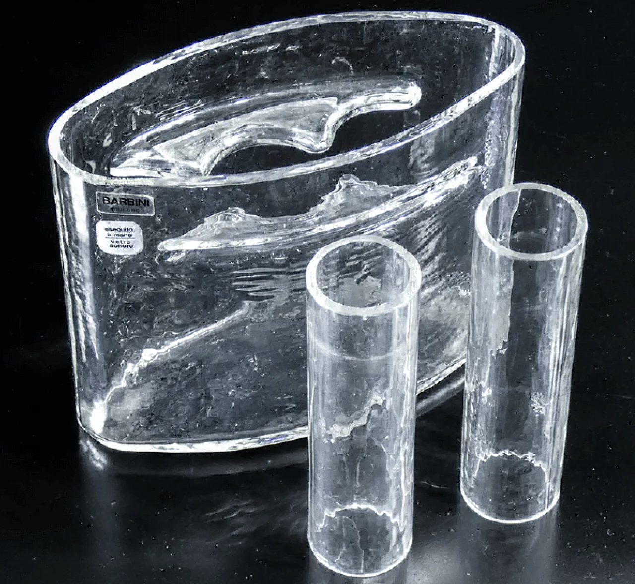 Pair of sonorous glass vases by Alfredo Barbini, 1970s 4