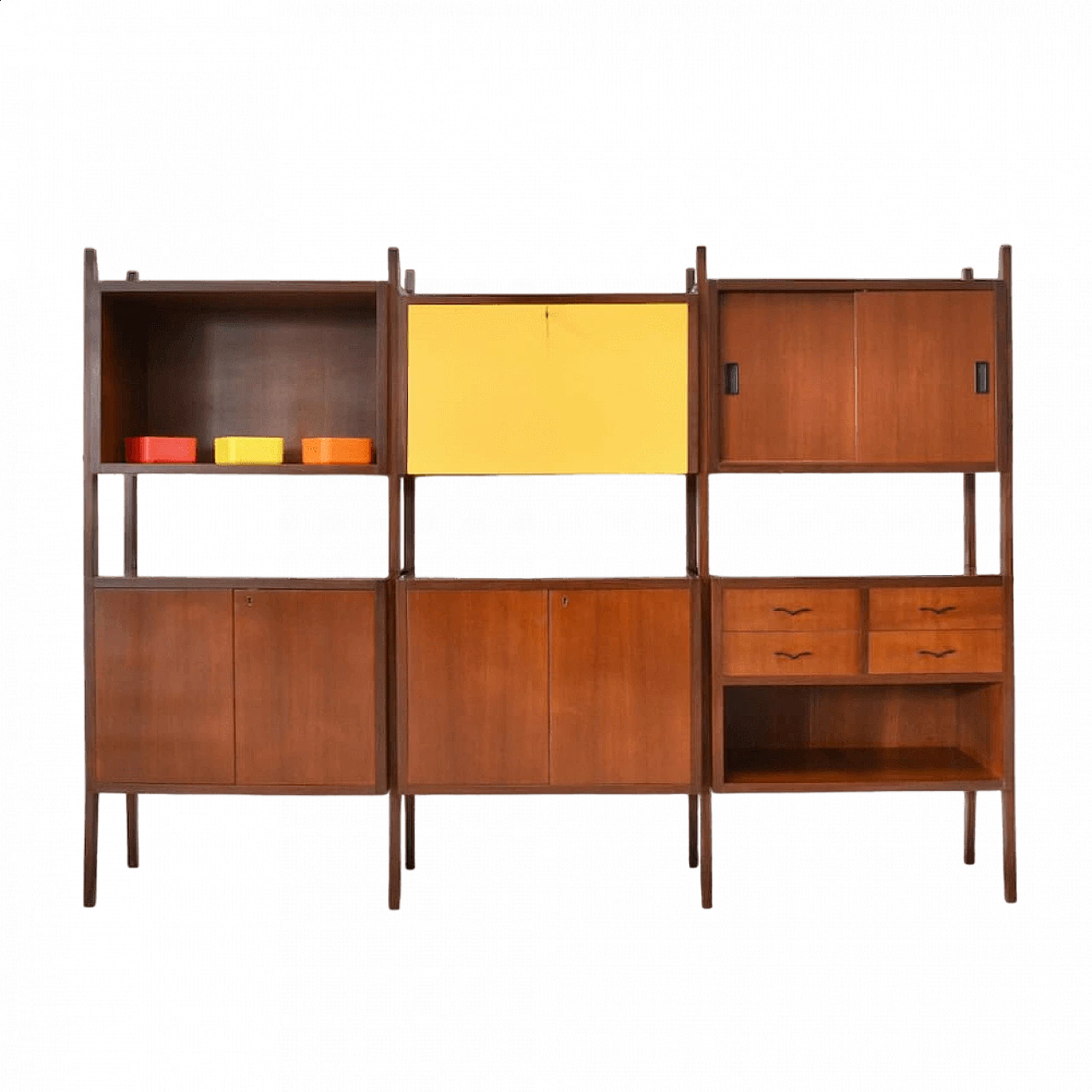Three-module wooden bookcase, 1950s 11