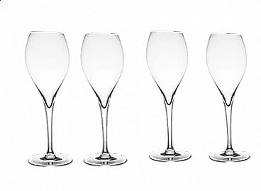 4 Champagne glasses in crystal by Baccarat