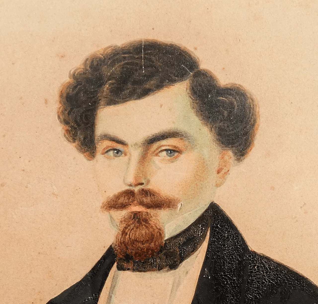 Portrait of a young man signed Ladner, watercolour on paper by Tommaso Baghetti, 19th century 4
