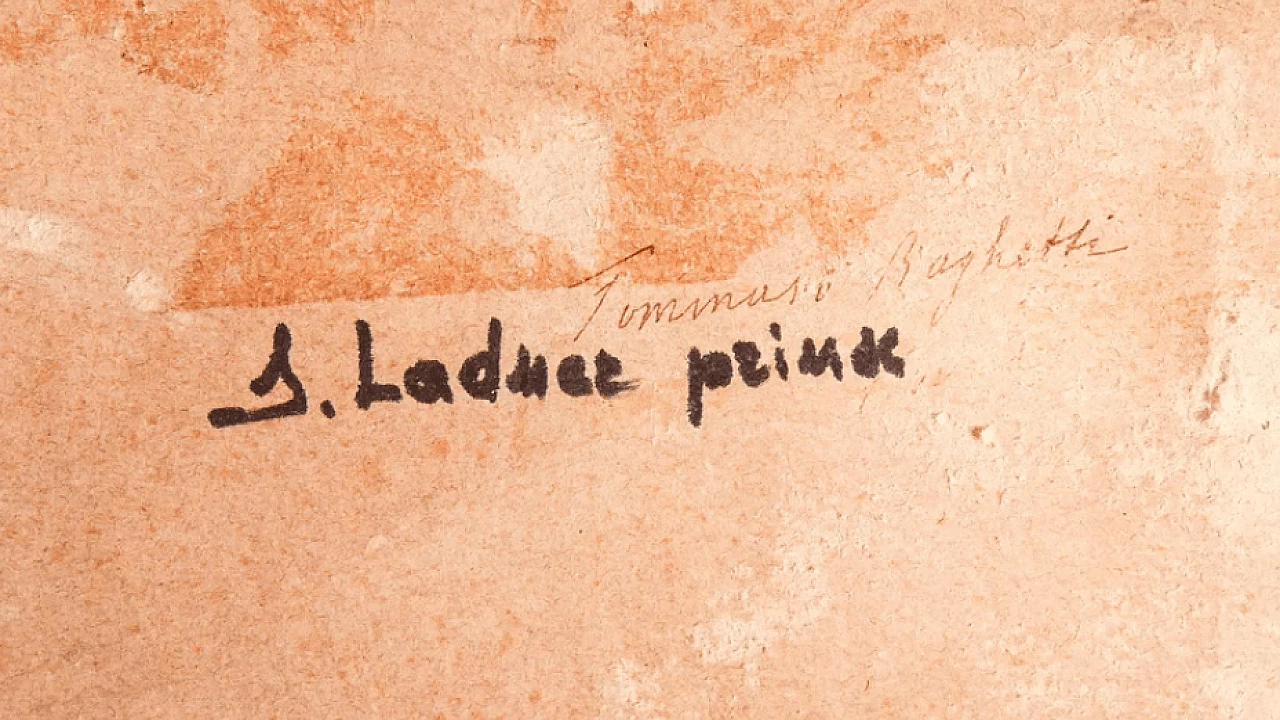 Ritratto di giovane uomo firmato Ladner, acquerello su carta di Tommaso Baghetti, '800 5