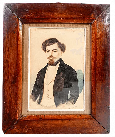 Portrait of a young man signed Ladner, watercolour on paper by Tommaso Baghetti, 19th century