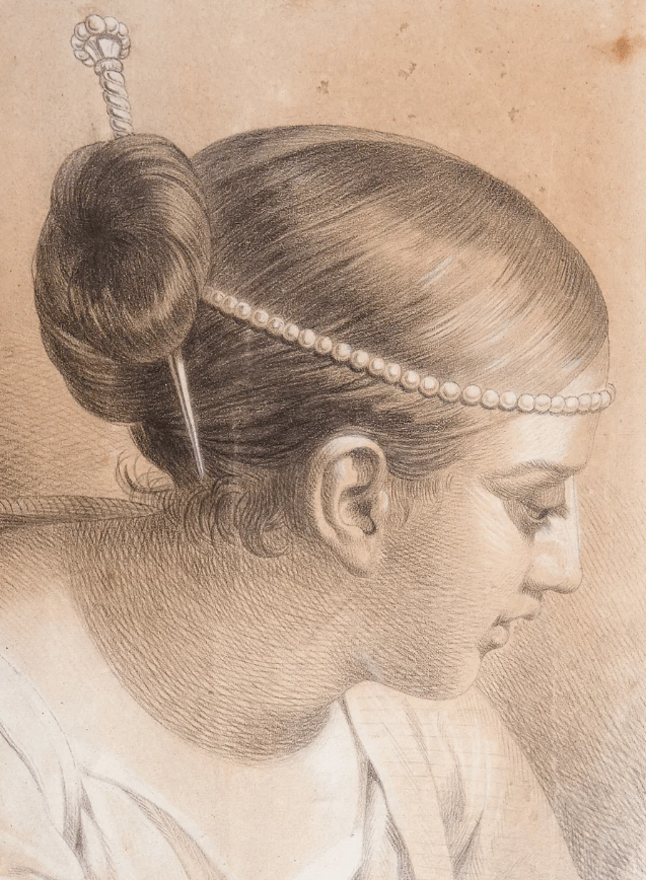 Antonio Barberis, Portrait of a Woman, pencil on paper, 19th century 4