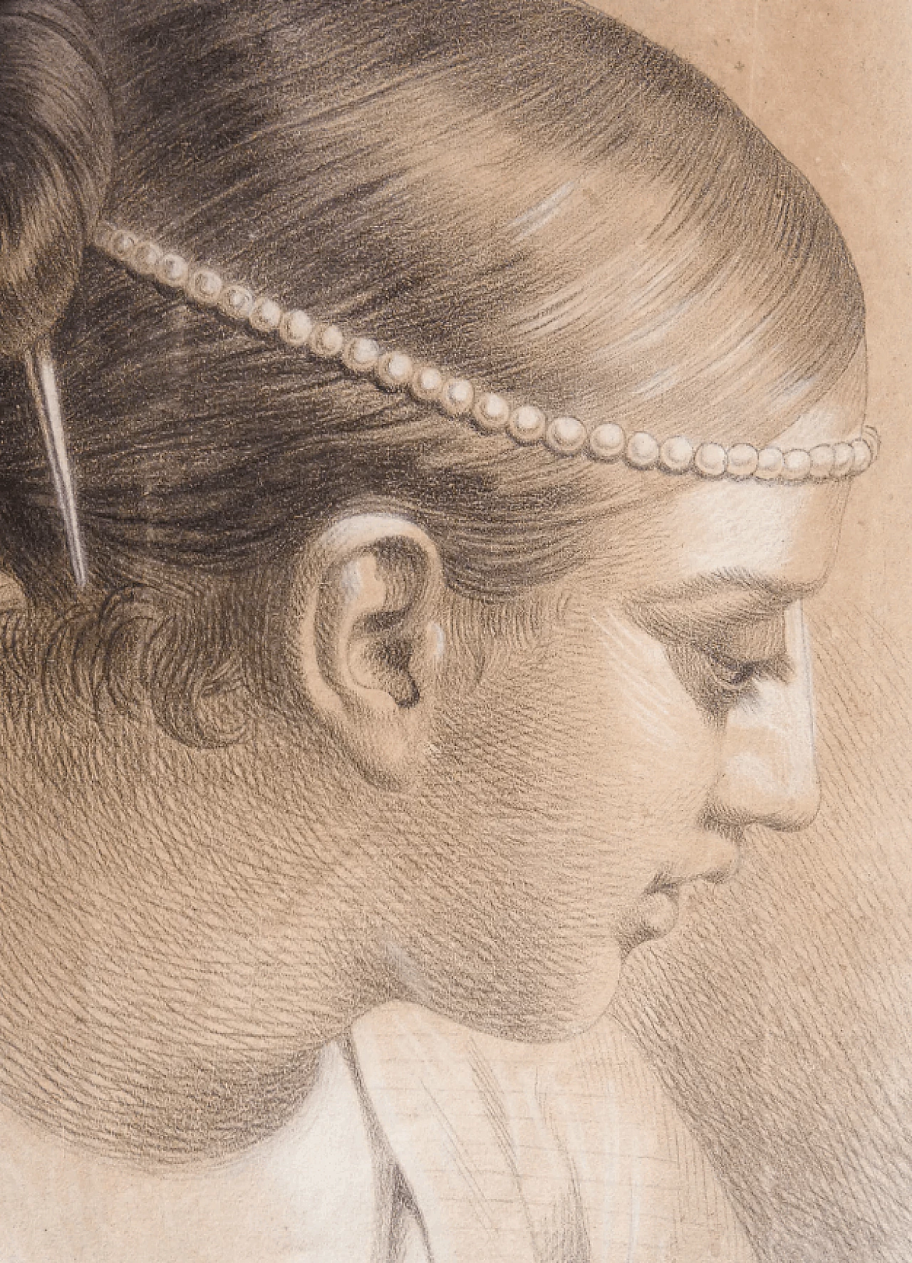 Antonio Barberis, Portrait of a Woman, pencil on paper, 19th century 5