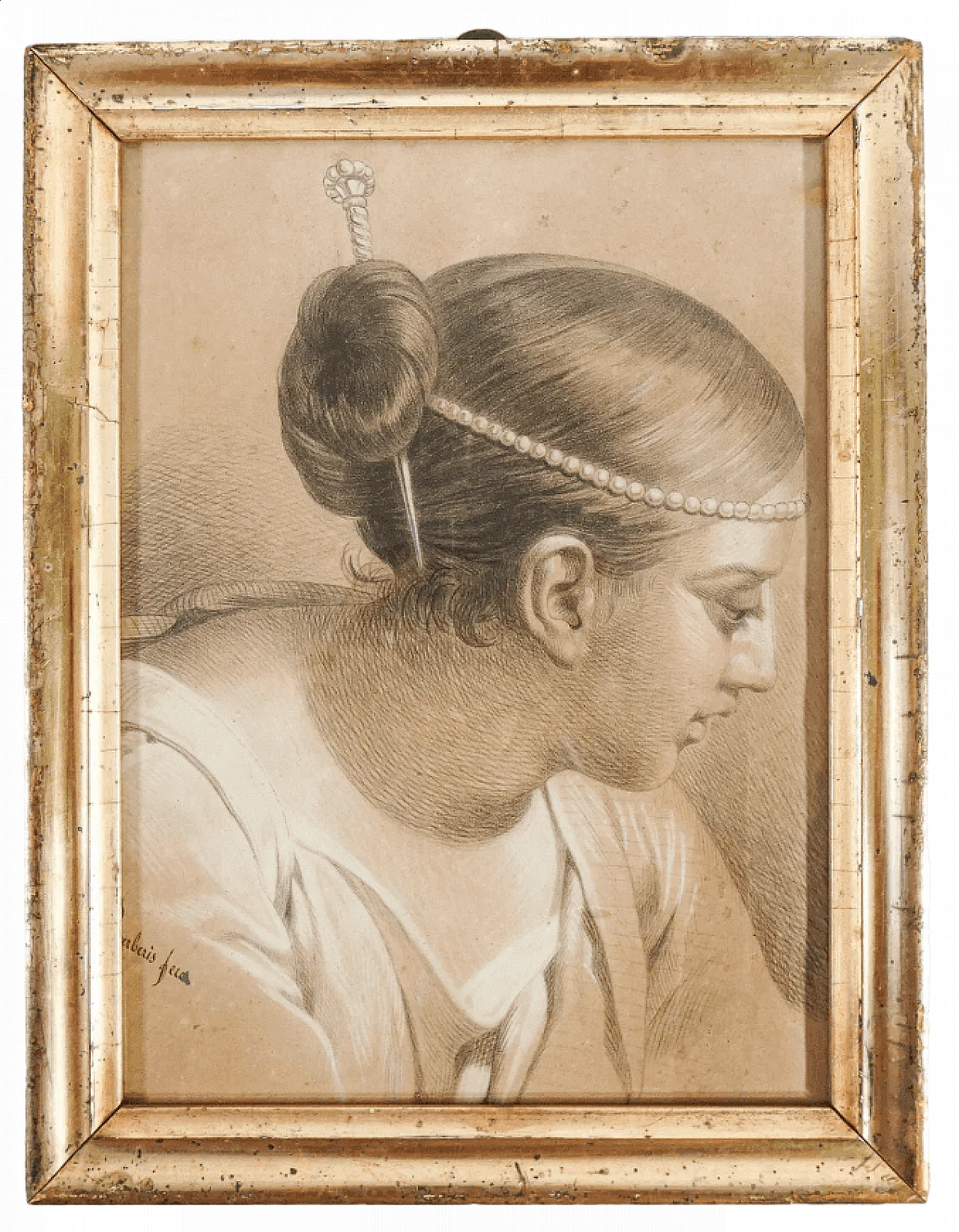 Antonio Barberis, Portrait of a Woman, pencil on paper, 19th century 9
