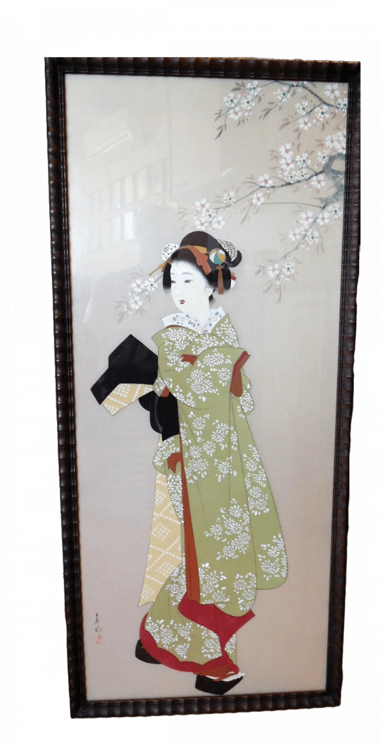 Japanese painting on silk depicting geisha, late 19th century 10