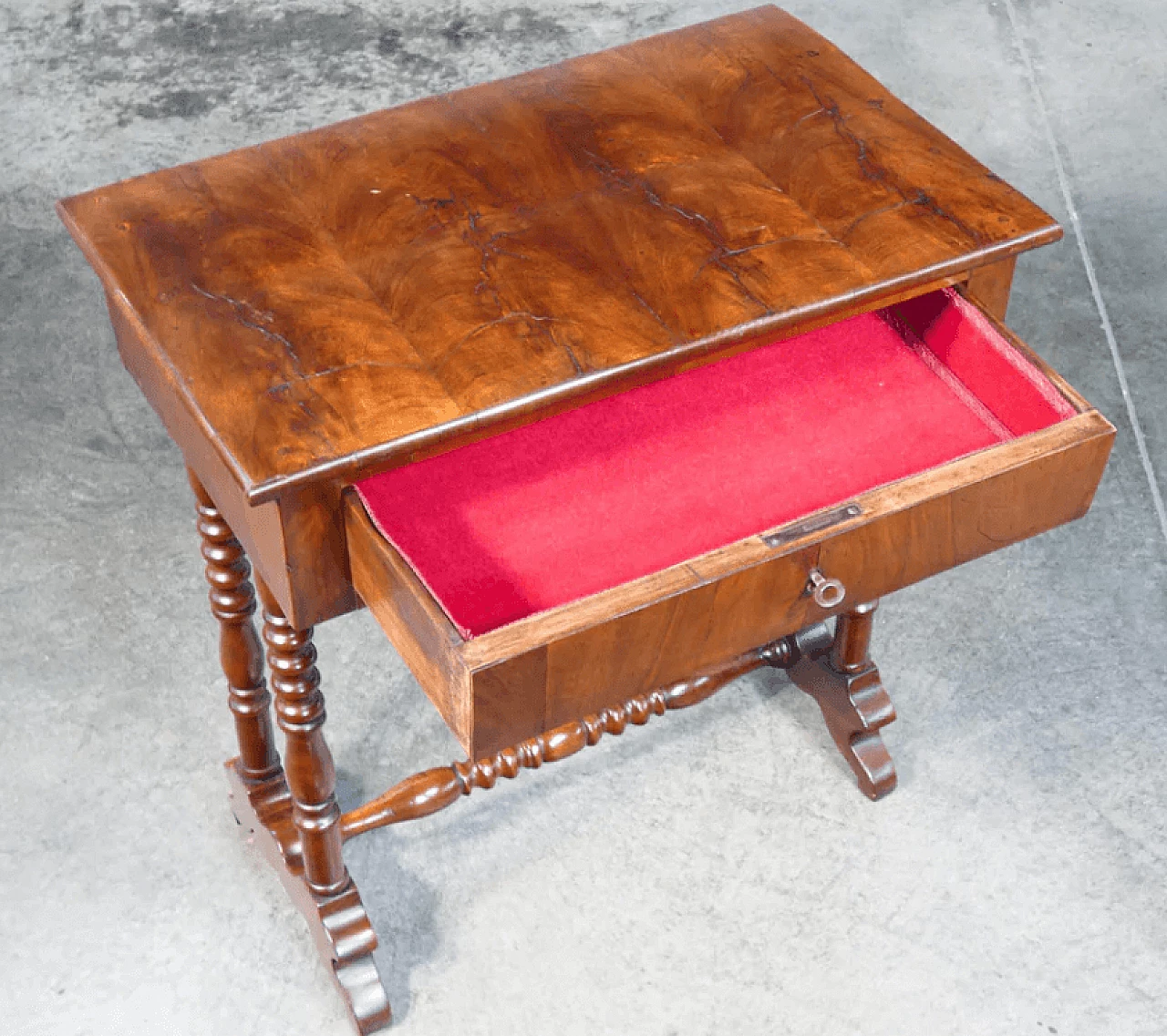 Work table with wooden front drawer, 19th century 3
