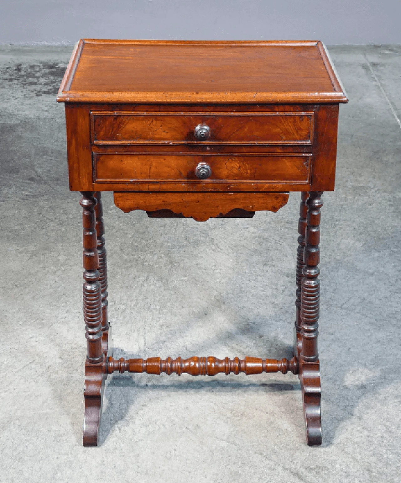 Wooden work table with three drawers, 19th century 2