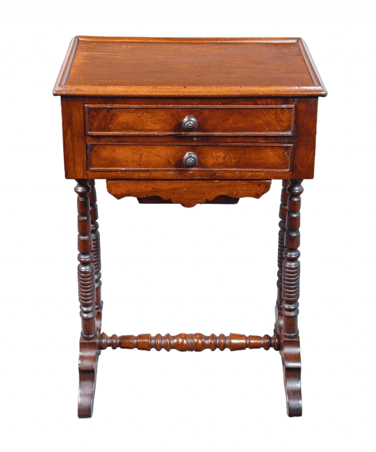 Wooden work table with three drawers, 19th century 10