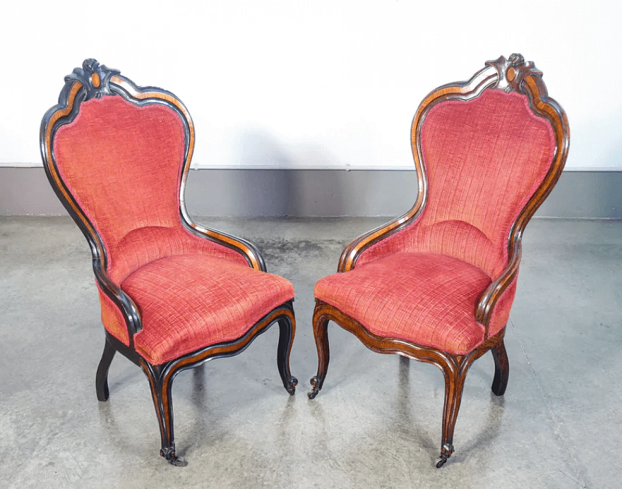 Pair of wooden armchairs, 19th century 1