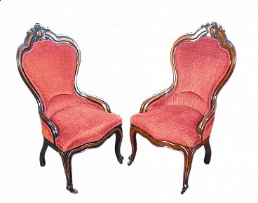 Pair of wooden armchairs, 19th century