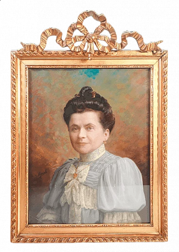 Ritratto di donna, pastello su carta di V.Morel, '800