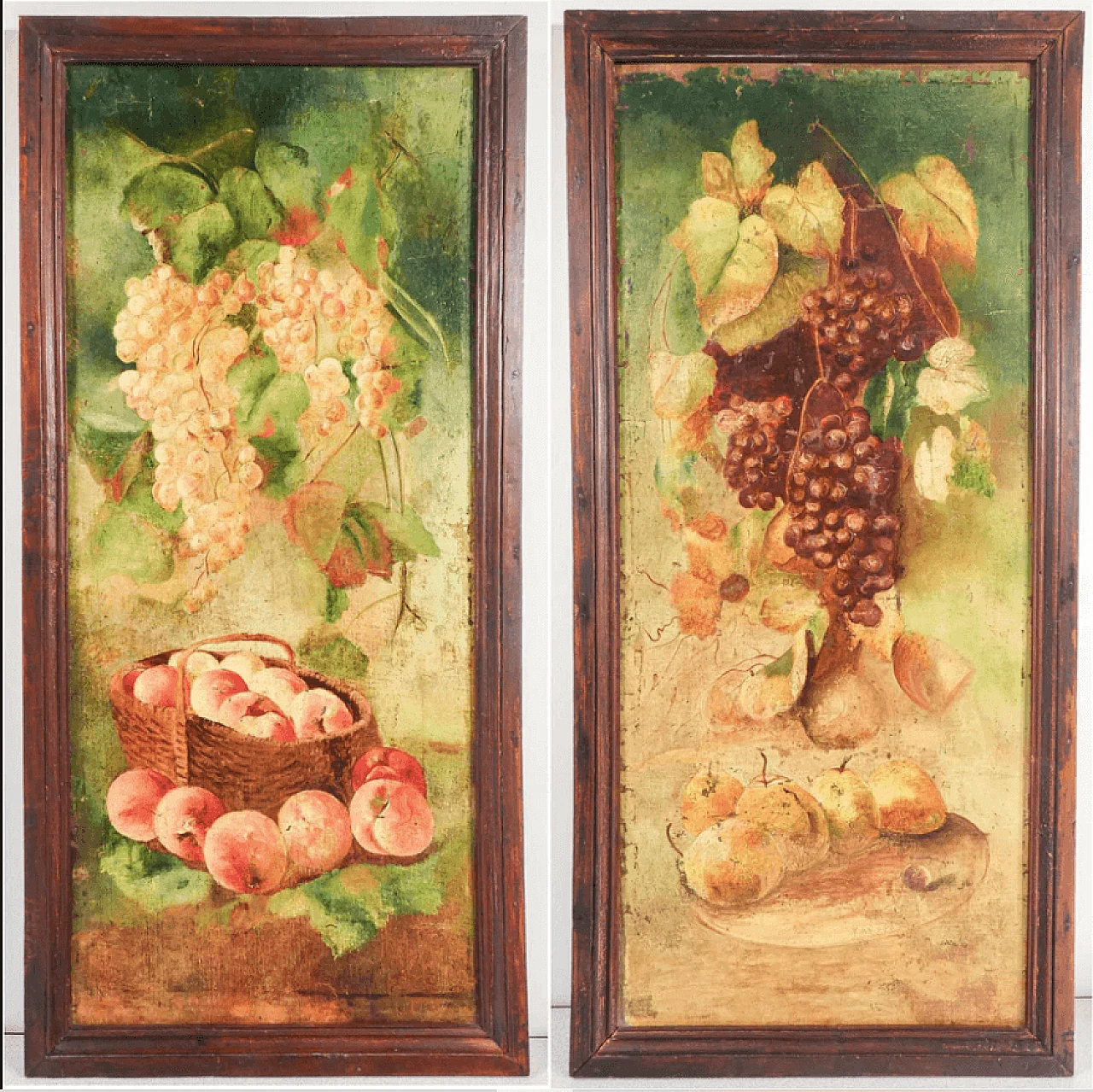 Pair of still lifes, oil on panel, mid-19th century 1