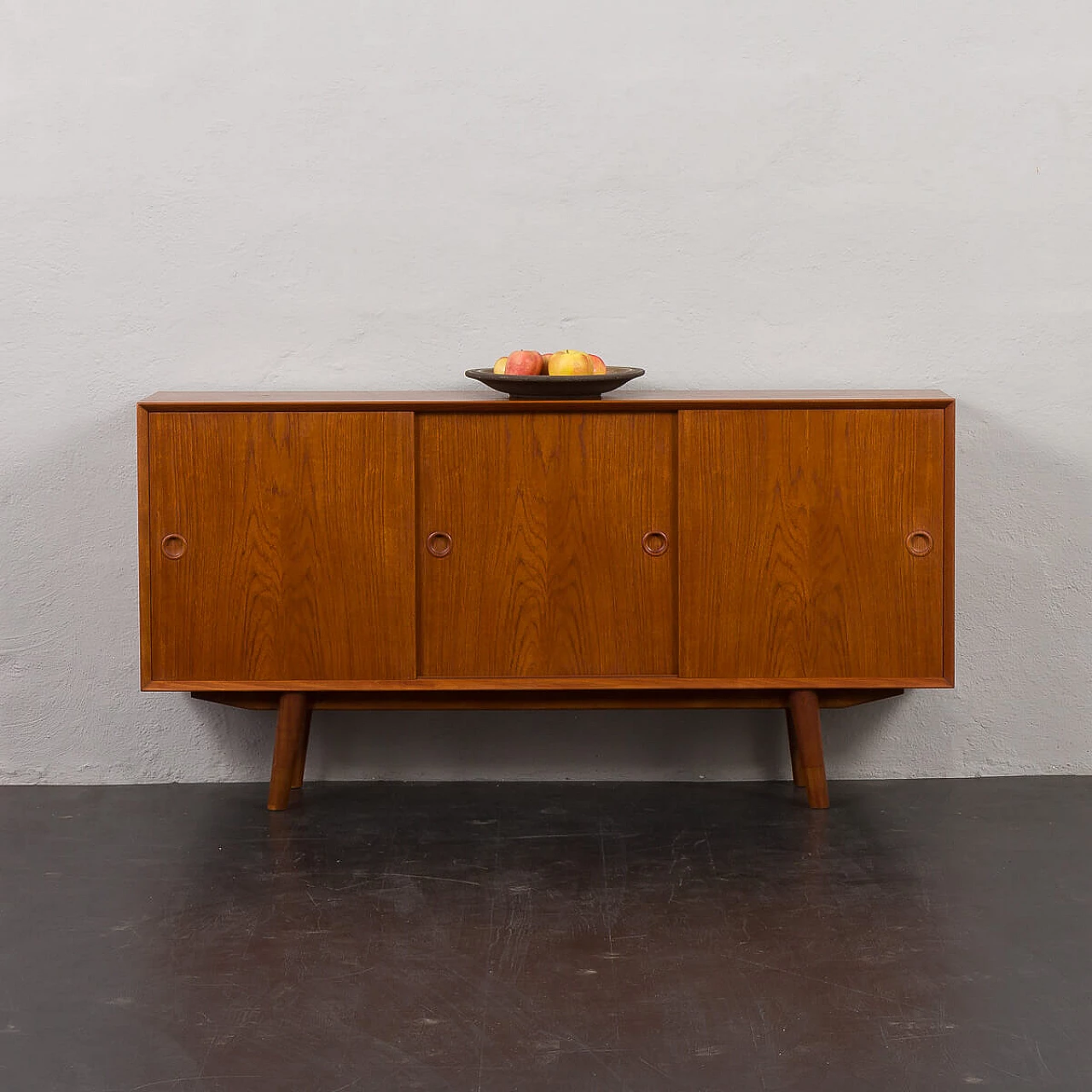 Danish teak sideboard with sliding doors, 1960s 1