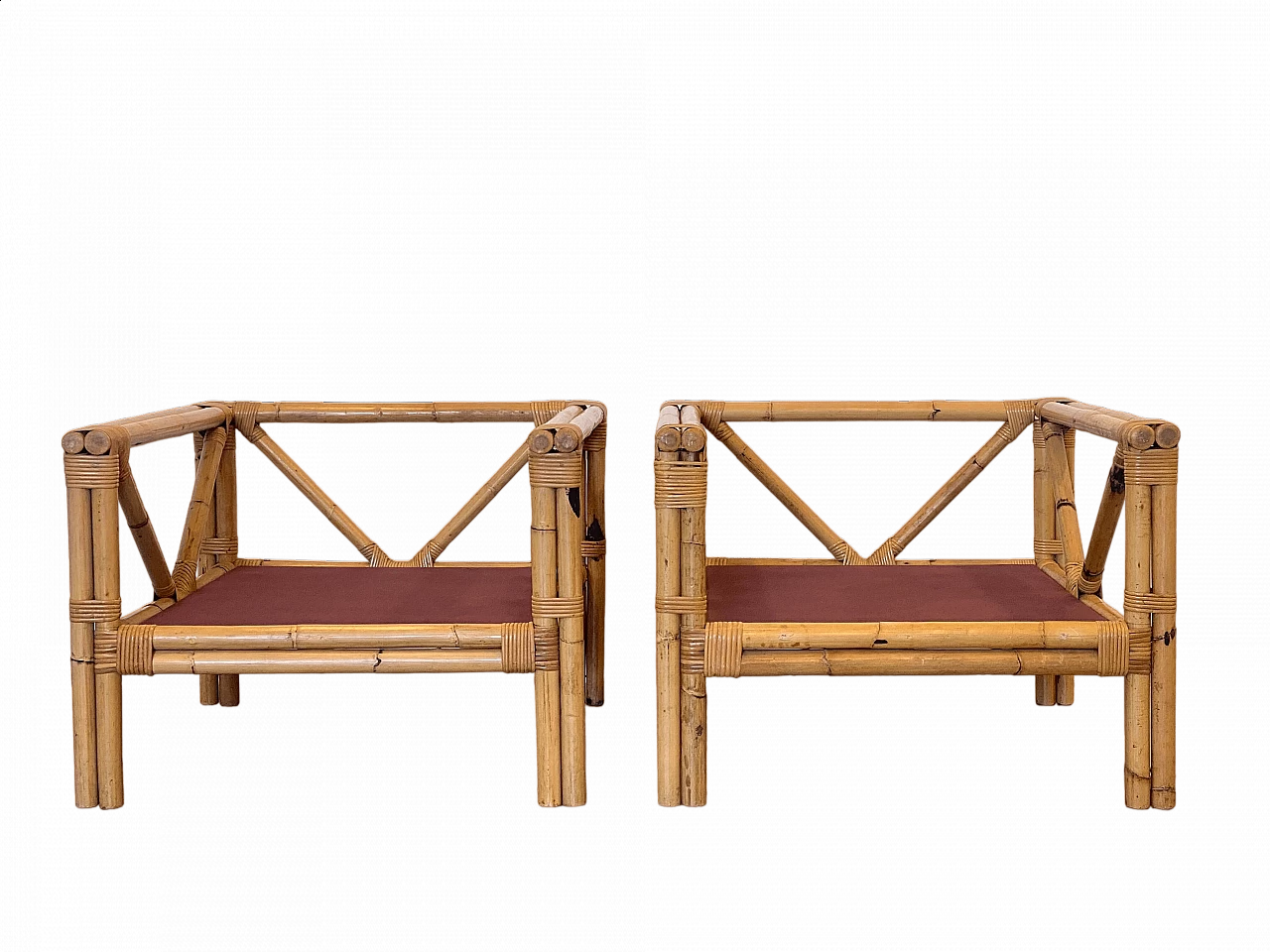 Pair of bamboo armchairs, 1970s 13
