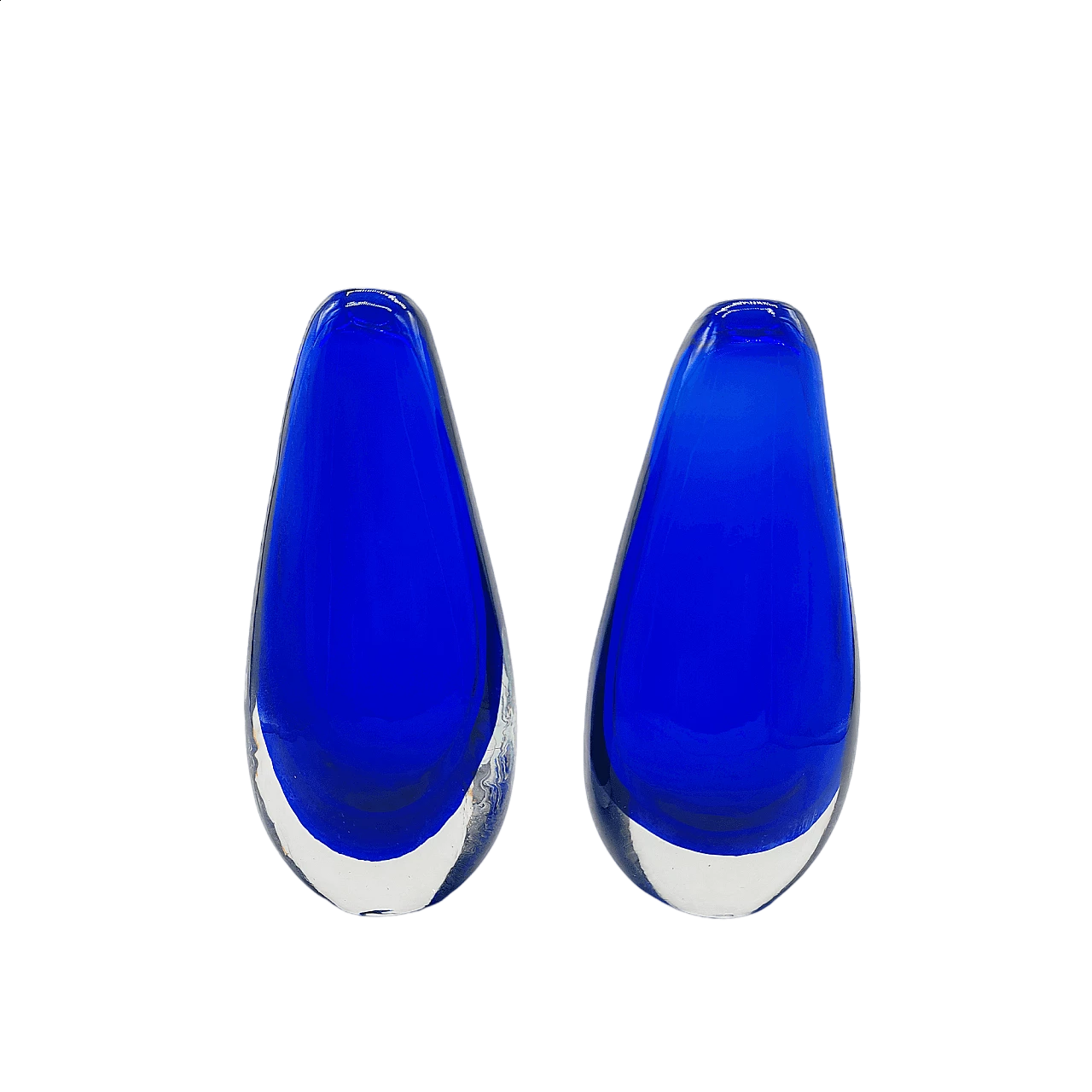 Pair of blue Murano glass vases by Flavio Poli for Seguso, 1960s 8