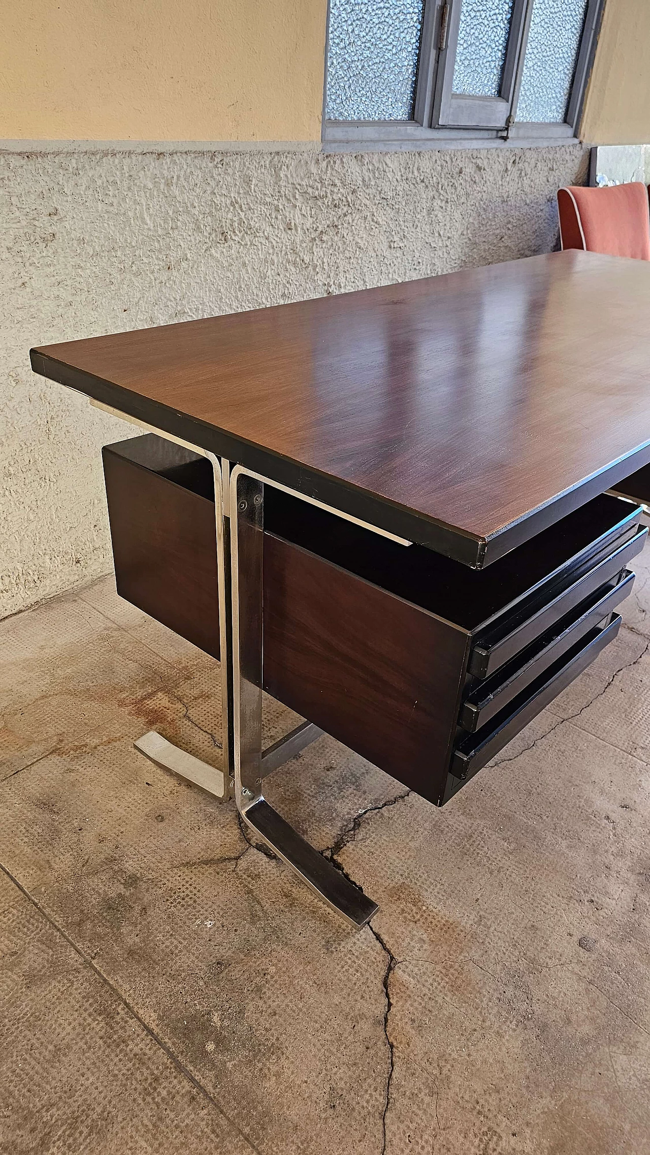 Rosewood desk with steel frame by Formanova, 1970s 2