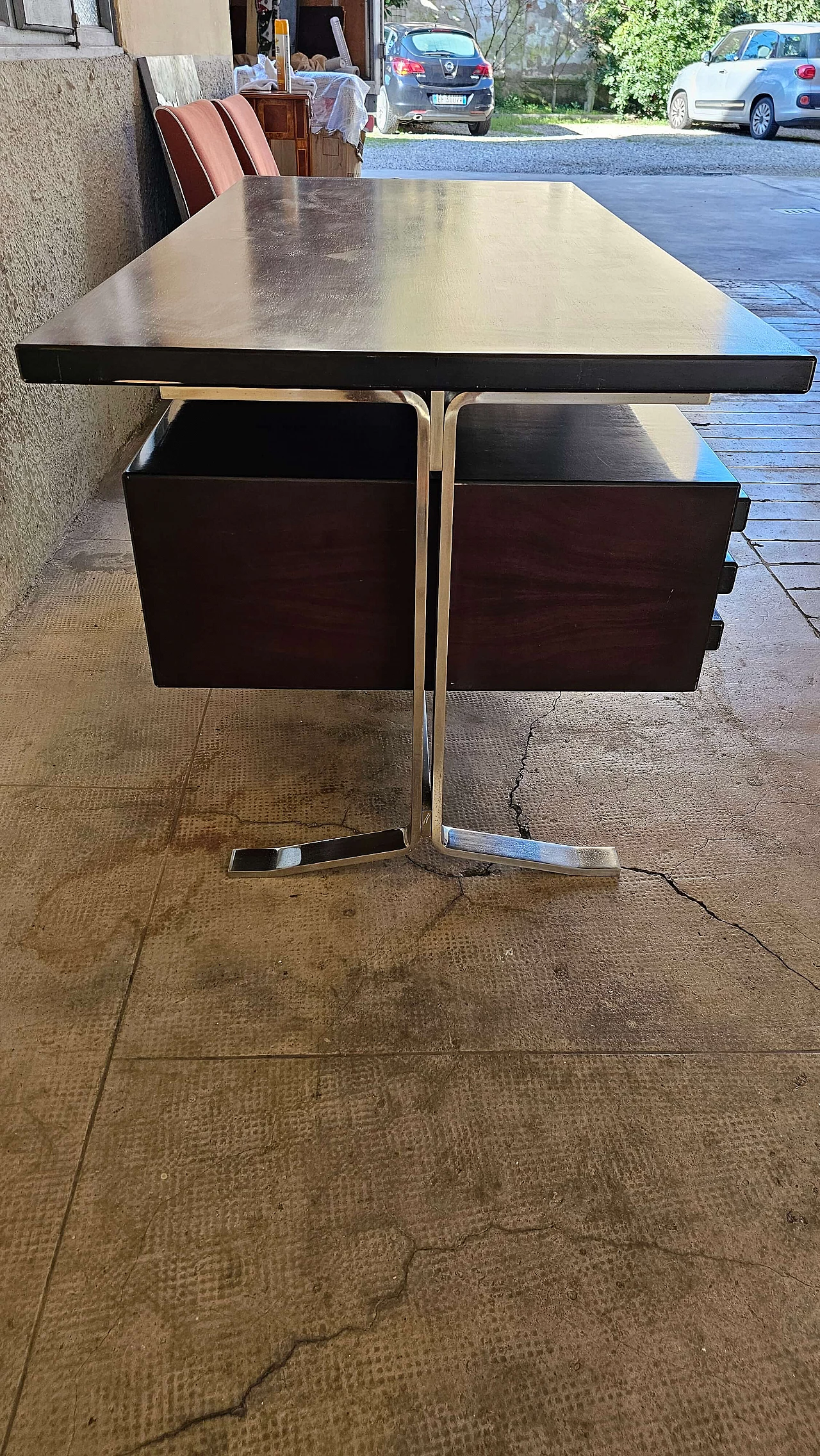 Rosewood desk with steel frame by Formanova, 1970s 3