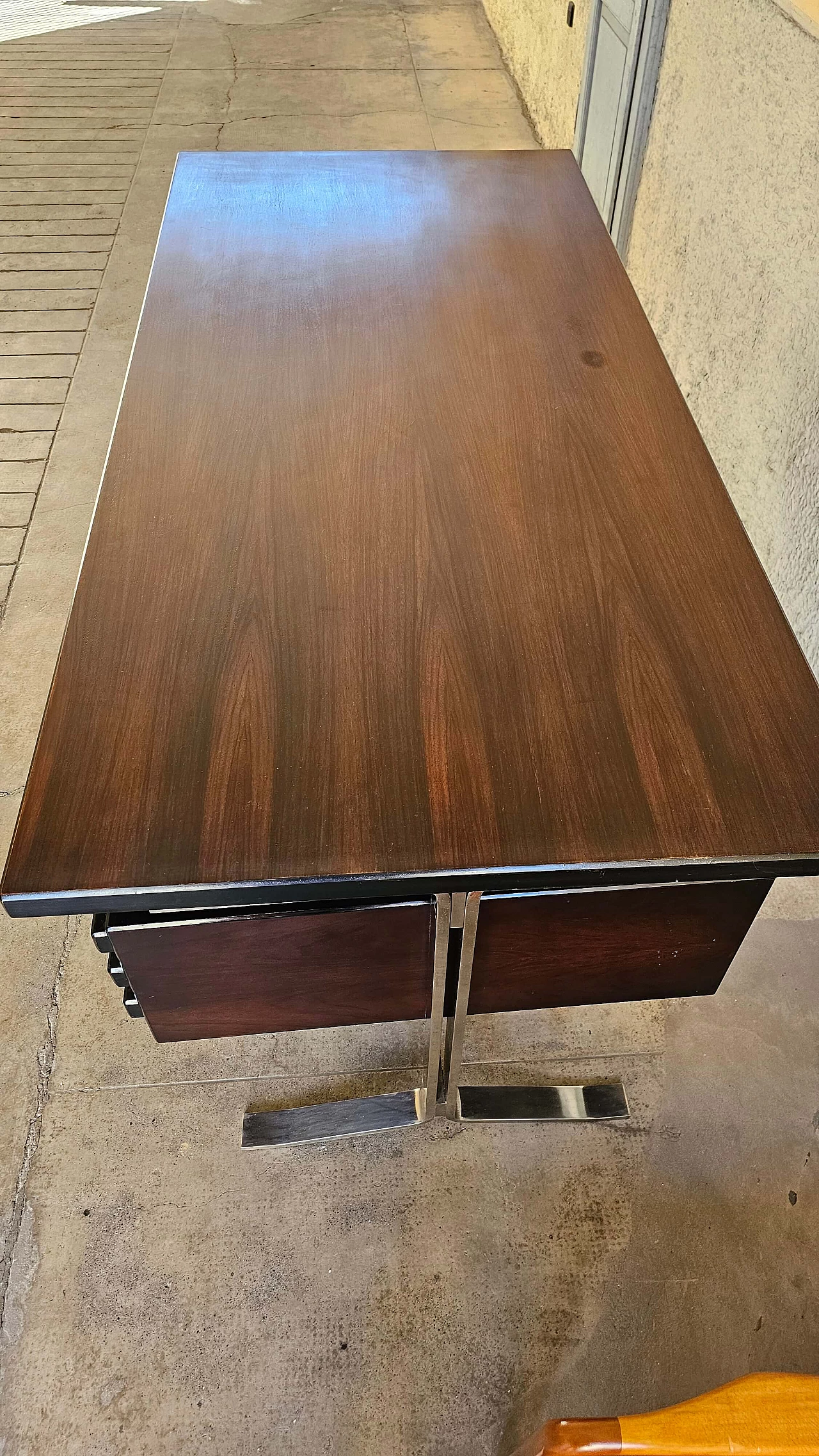 Rosewood desk with steel frame by Formanova, 1970s 4