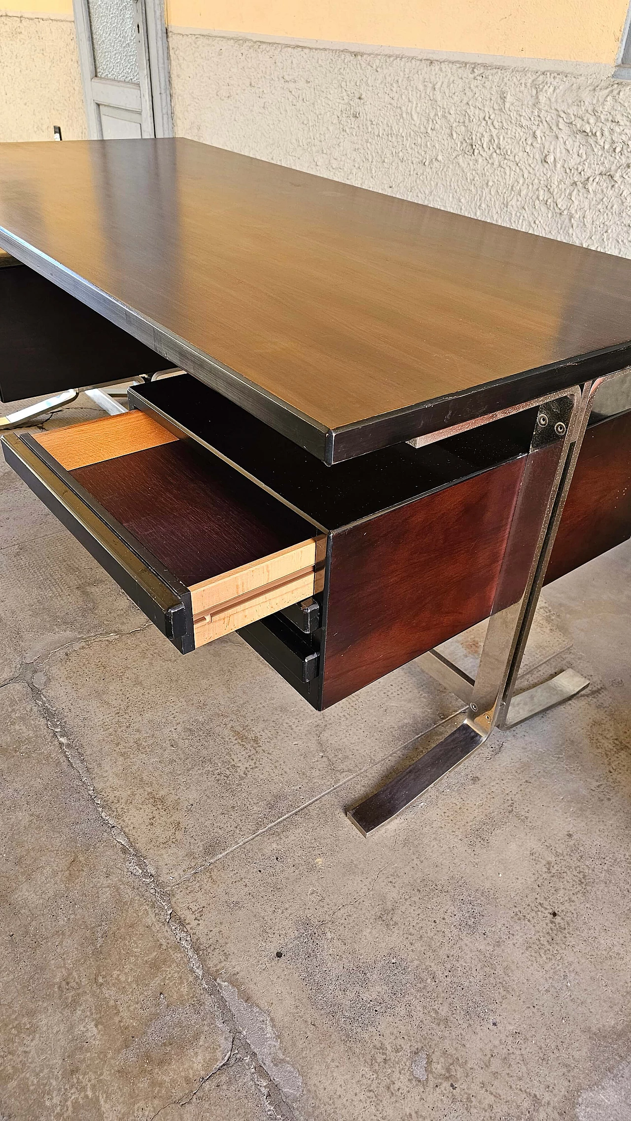 Rosewood desk with steel frame by Formanova, 1970s 5