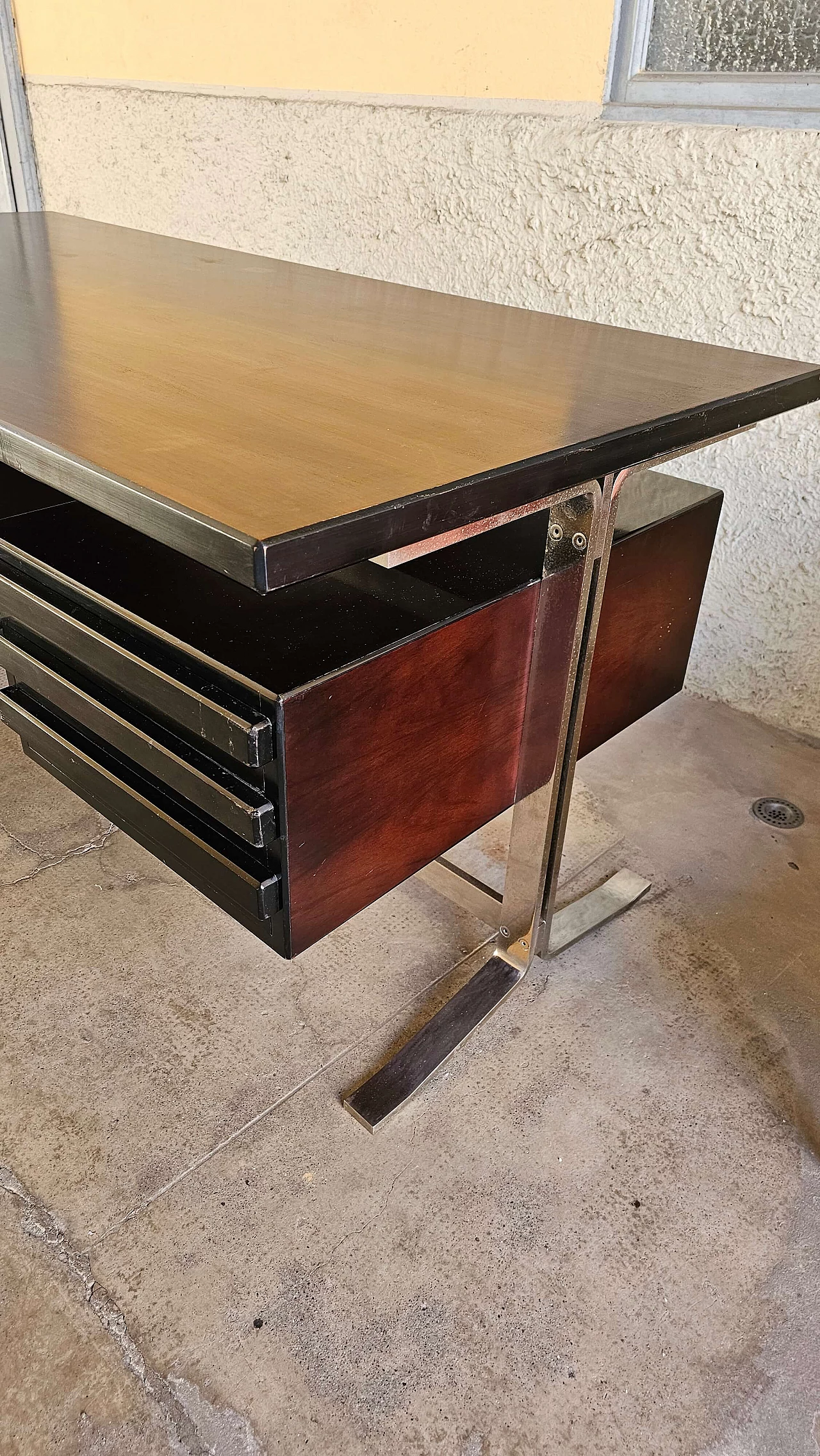 Rosewood desk with steel frame by Formanova, 1970s 8