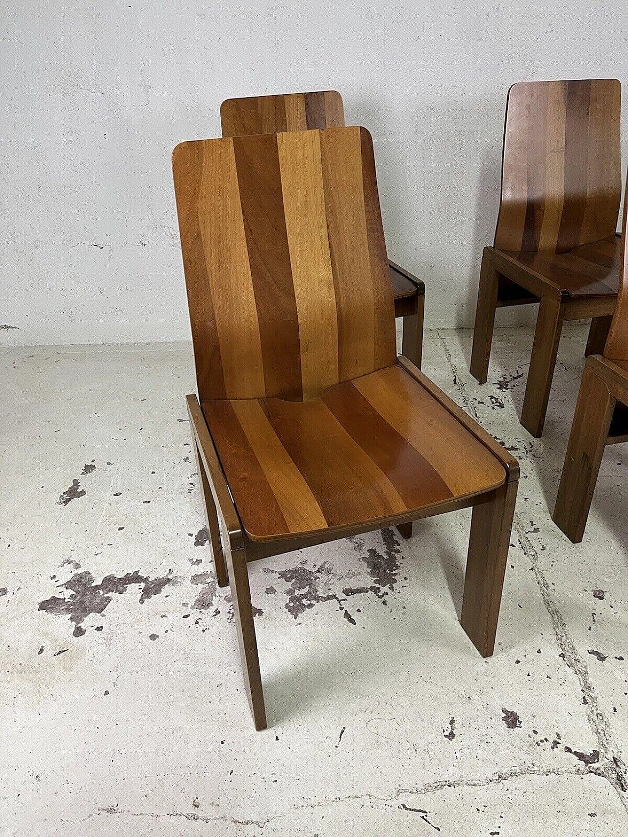 6 Maxello wooden chairs by Enzo Berti for Piarotto Mobili, 1980s 3