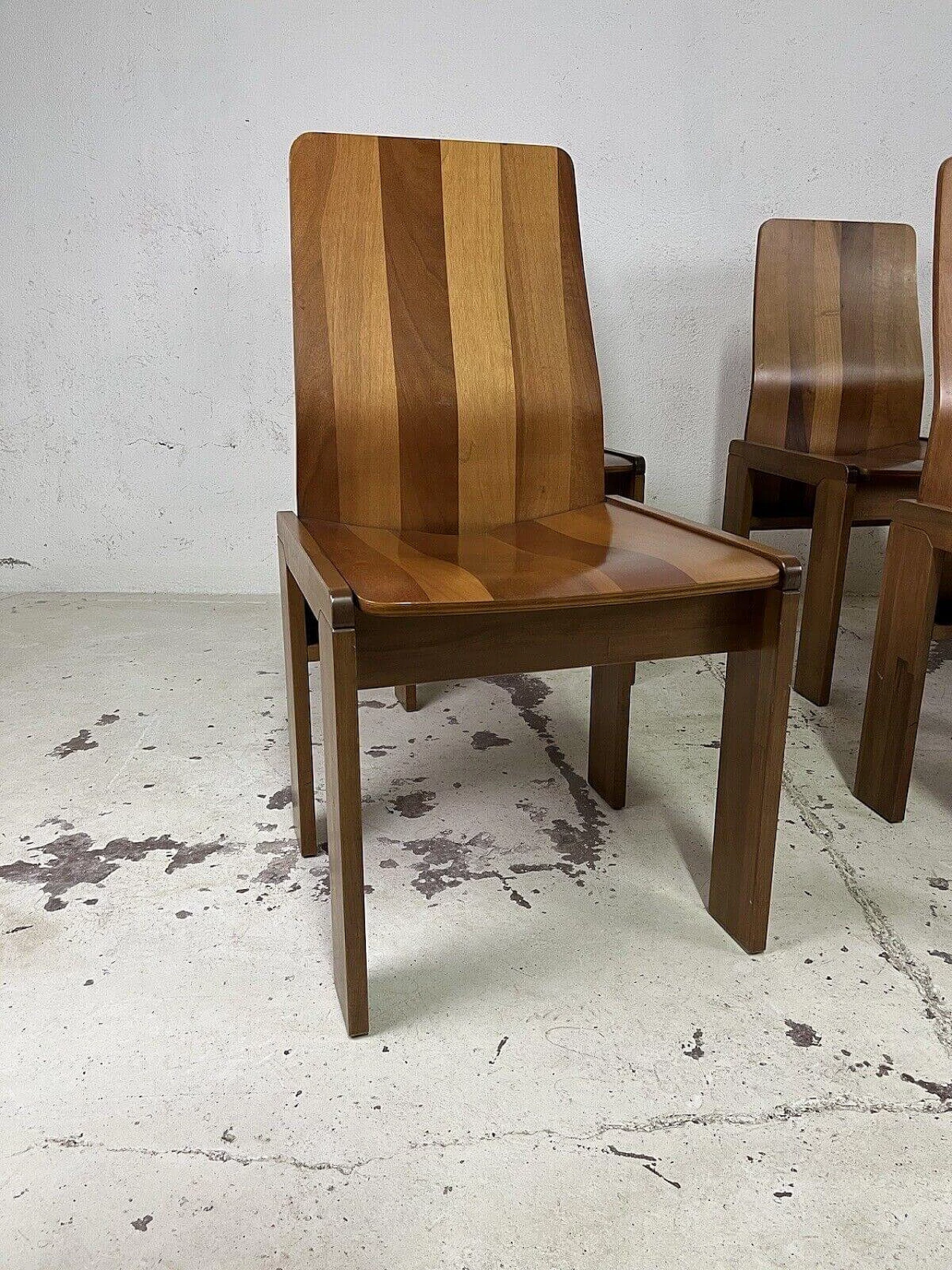 6 Maxello wooden chairs by Enzo Berti for Piarotto Mobili, 1980s 4