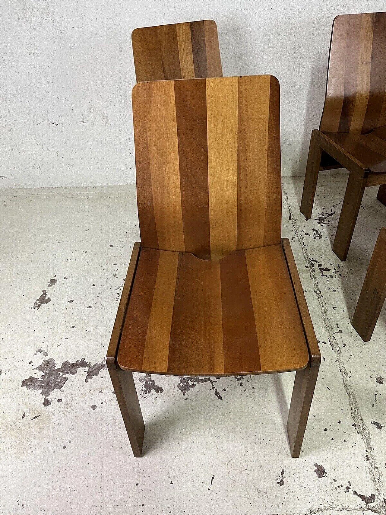 6 Maxello wooden chairs by Enzo Berti for Piarotto Mobili, 1980s 5