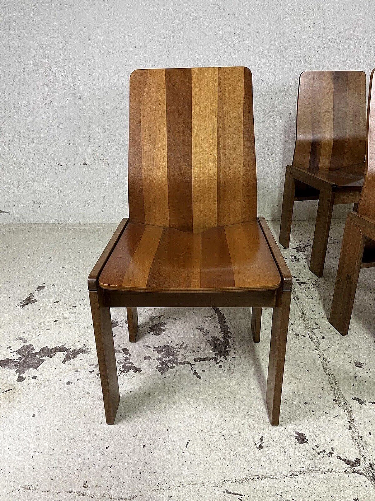 6 Maxello wooden chairs by Enzo Berti for Piarotto Mobili, 1980s 6