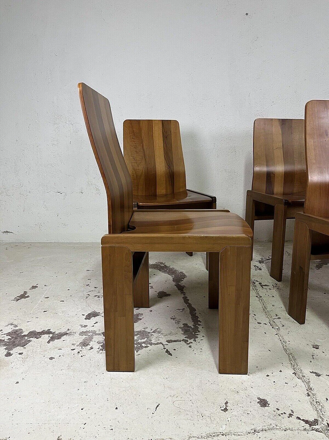6 Maxello wooden chairs by Enzo Berti for Piarotto Mobili, 1980s 10