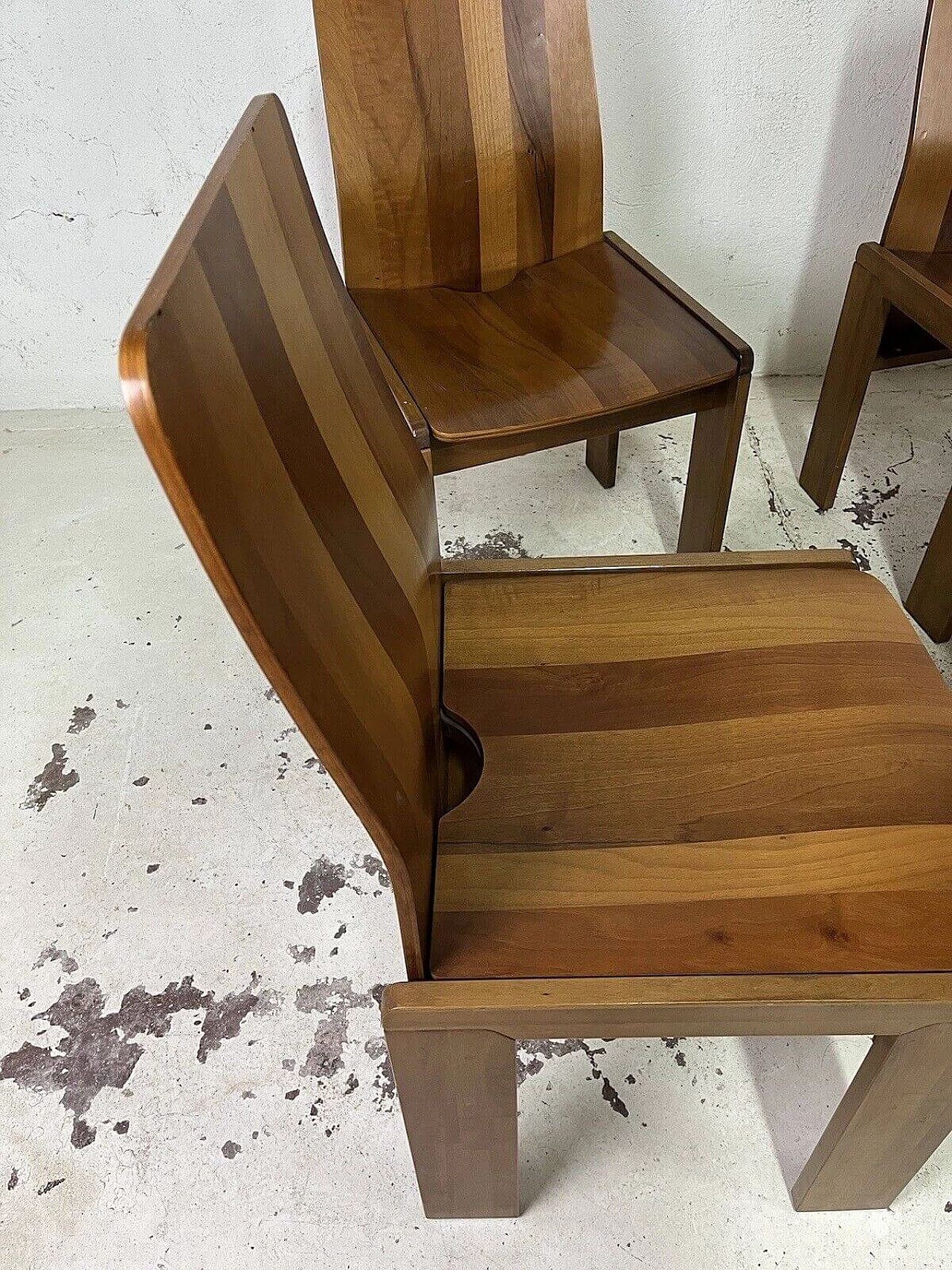 6 Maxello wooden chairs by Enzo Berti for Piarotto Mobili, 1980s 12