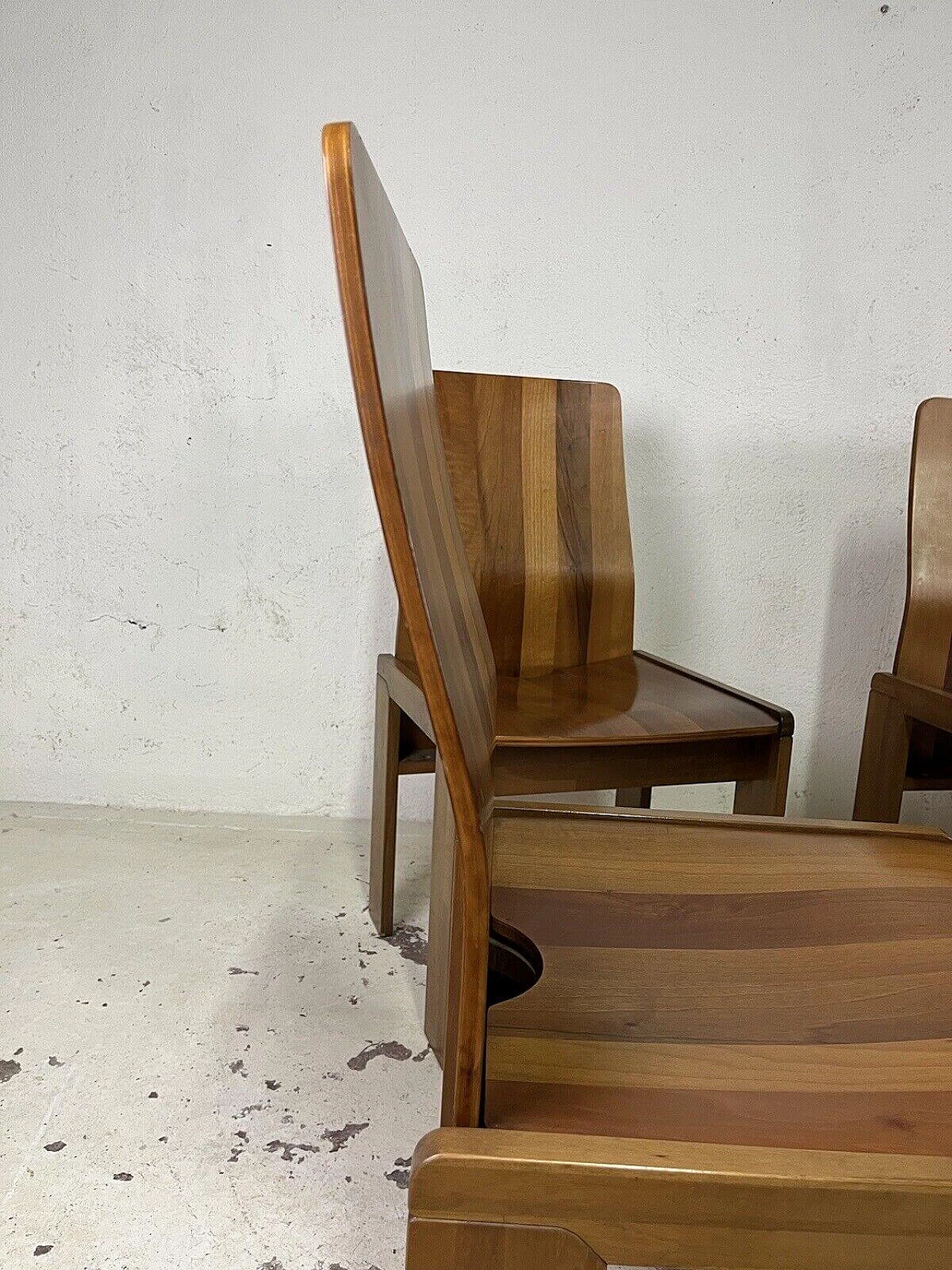 6 Maxello wooden chairs by Enzo Berti for Piarotto Mobili, 1980s 14