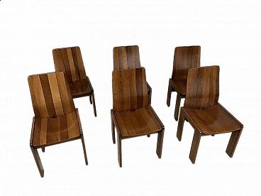 6 Maxello wooden chairs by Enzo Berti for Piarotto Mobili, 1980s