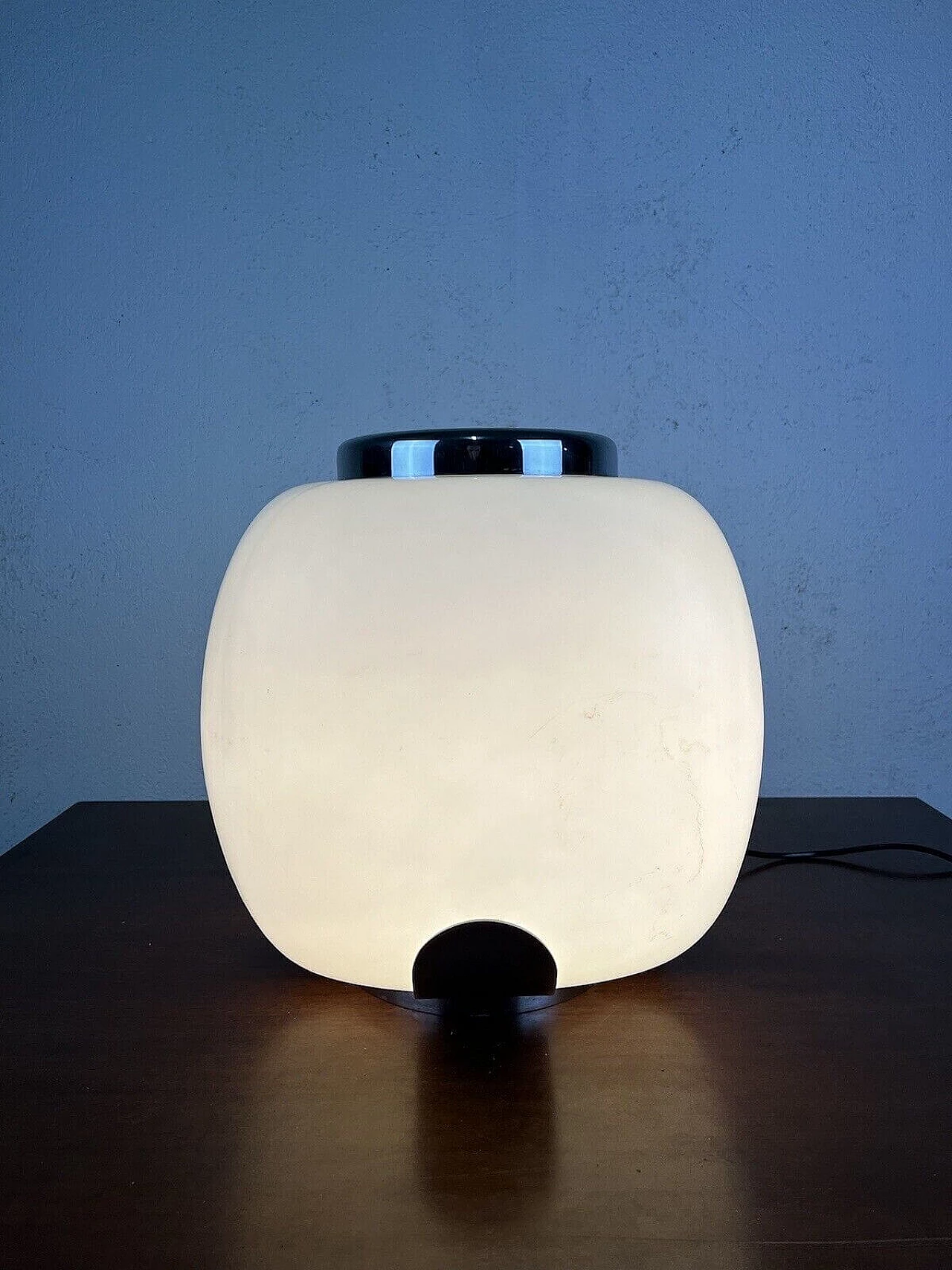 Metal and glass table lamp with flower stand, 1950s 1