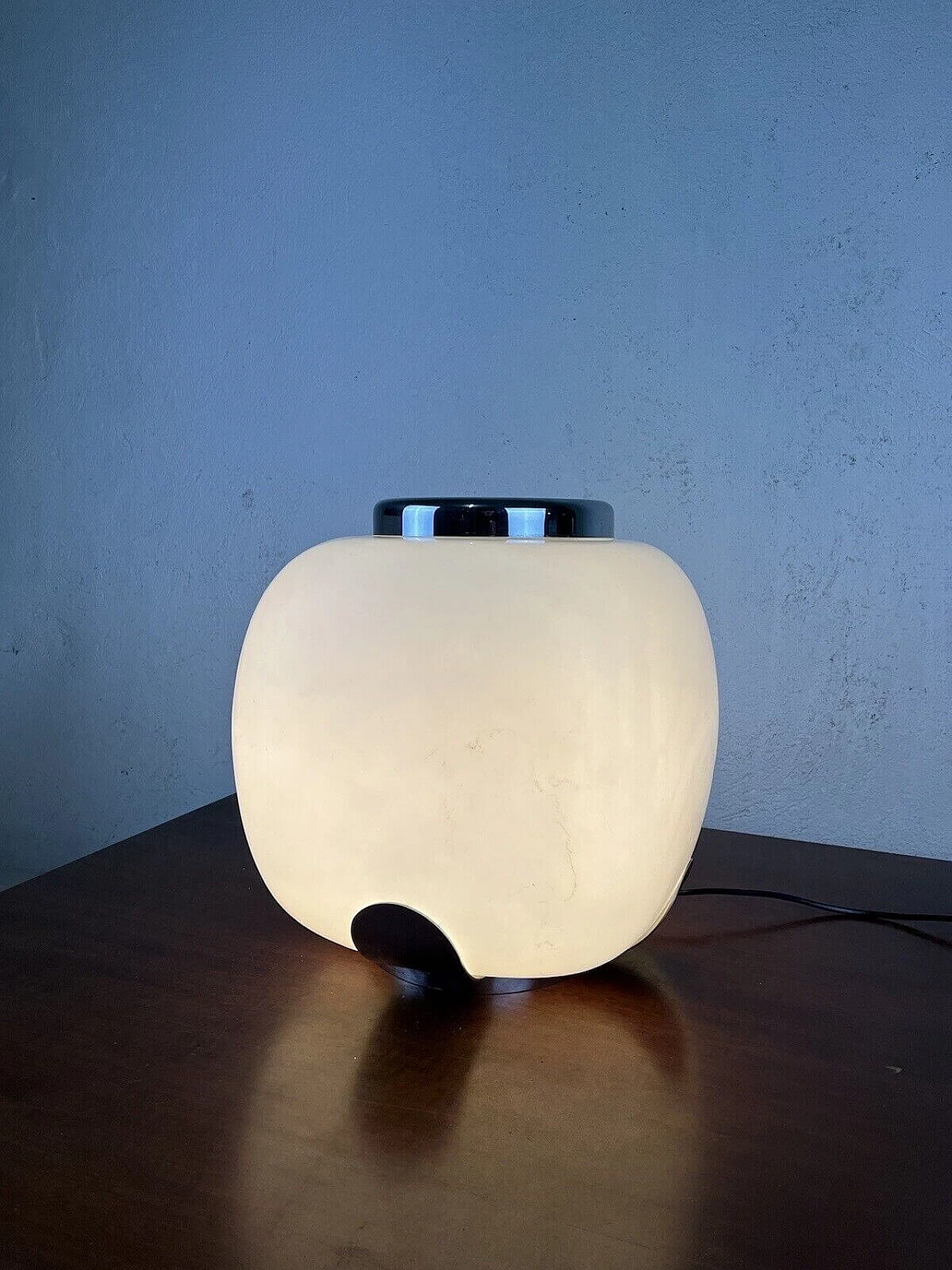 Metal and glass table lamp with flower stand, 1950s 2