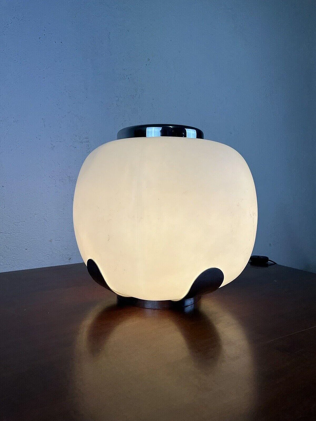 Metal and glass table lamp with flower stand, 1950s 3