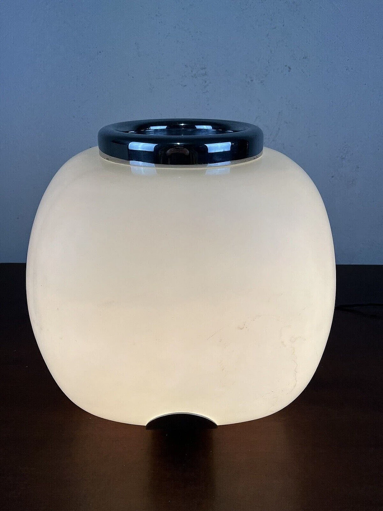 Metal and glass table lamp with flower stand, 1950s 5