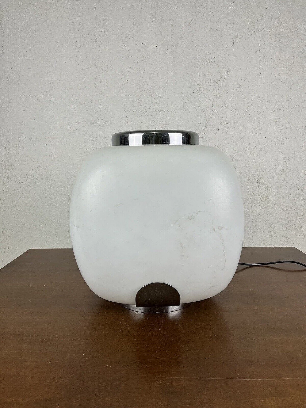 Metal and glass table lamp with flower stand, 1950s 6