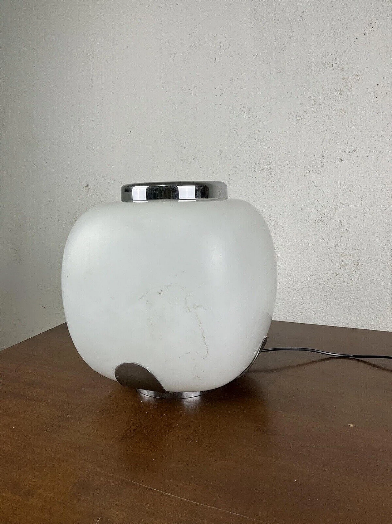 Metal and glass table lamp with flower stand, 1950s 7