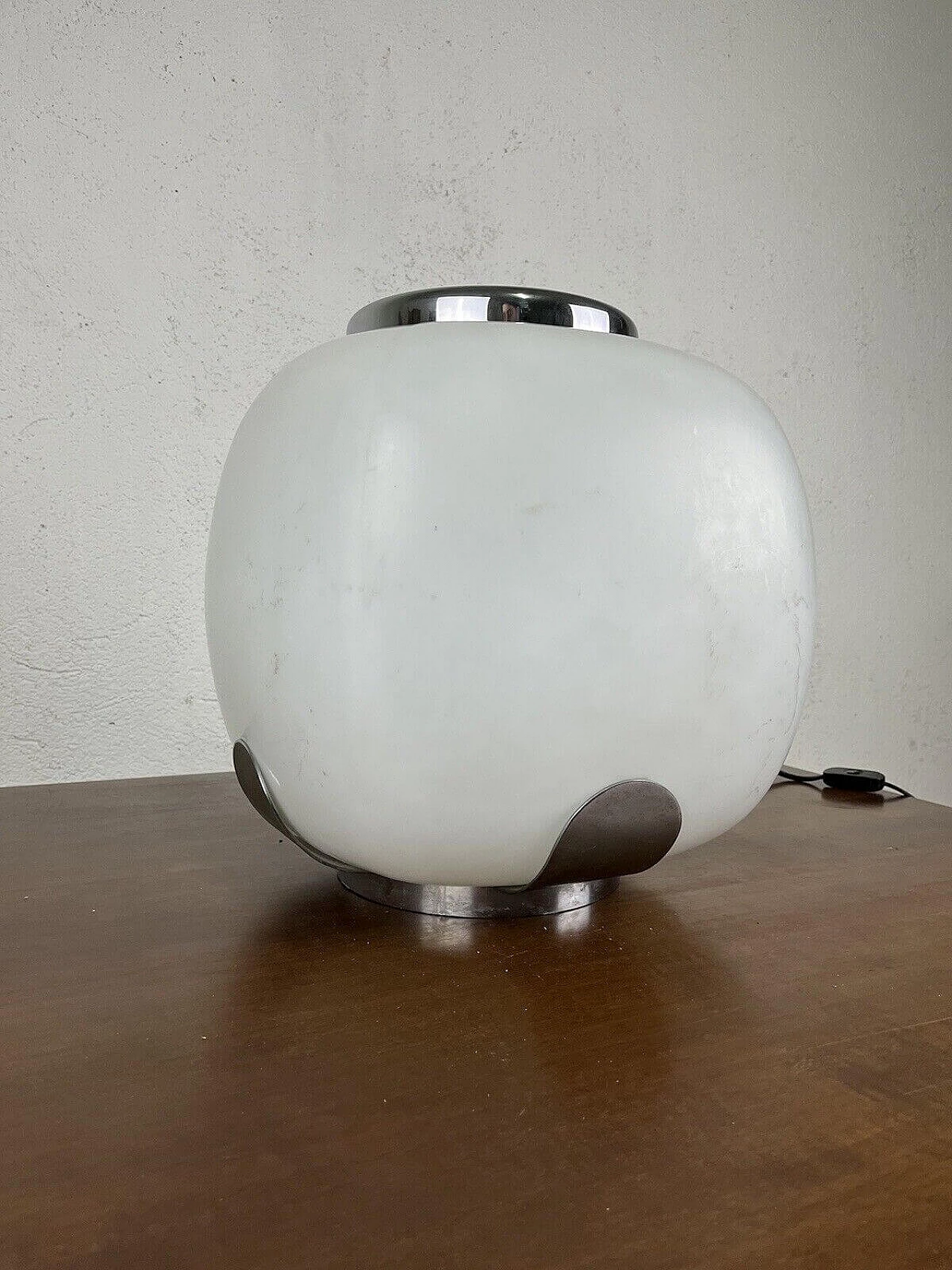 Metal and glass table lamp with flower stand, 1950s 8