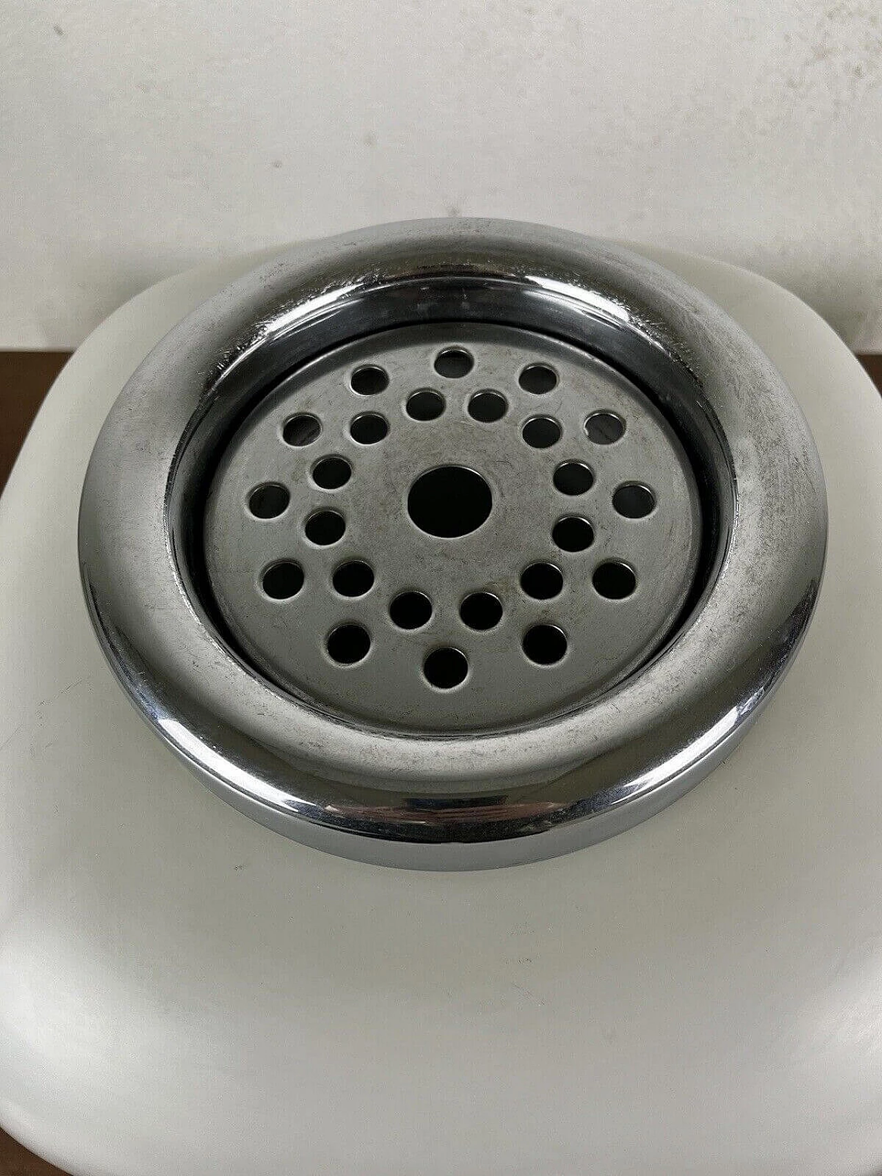 Metal and glass table lamp with flower stand, 1950s 10