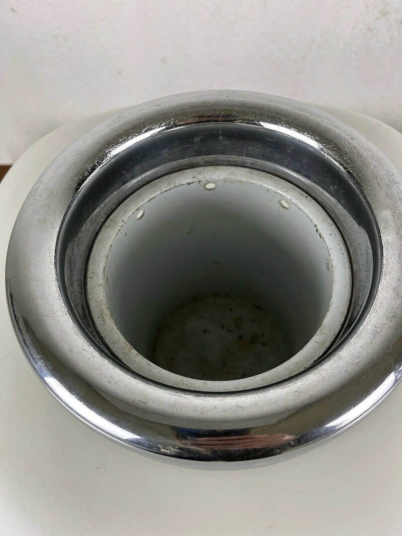 Metal and glass table lamp with flower stand, 1950s 11