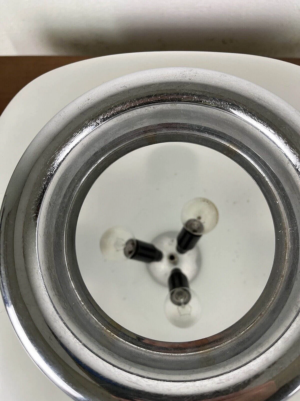 Metal and glass table lamp with flower stand, 1950s 12