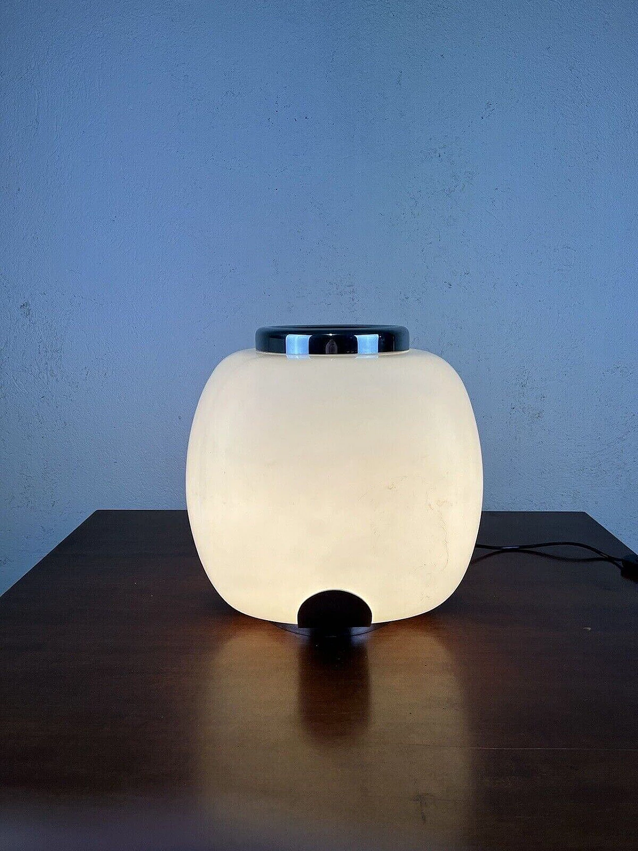 Metal and glass table lamp with flower stand, 1950s 13