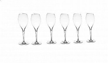 6 Champagne glasses in crystal by Baccarat